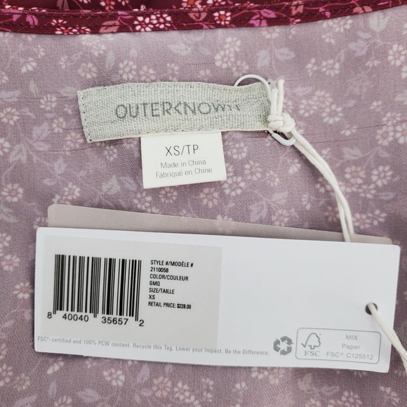 Outerknown Red Floral Print V Neck Short Sleeve Mini Dress Lightweight XS - Picture 5 of 9